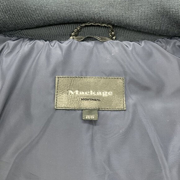 Mackage Navy Blue Trish Down Coat with Fur Detail - Picture 4 of 5